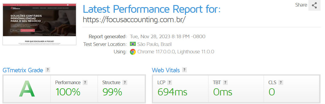 Focus Accounting GTmetrix performance report